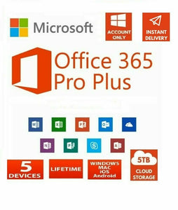 Microsoft Office 365 Pro Plus 2019✅Lifetime New Account ✔️5 Devices+5TB FREE ⭐